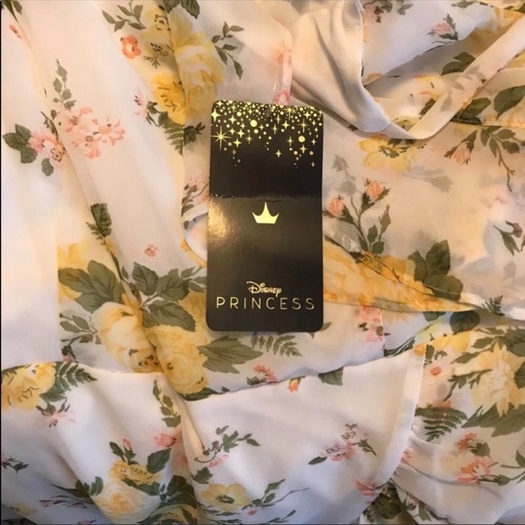 Disney Short Sleeve Ruffle Floral Dress-Juniors - Picture 6 of 6